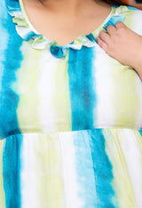 Plus Size Fun Tye Dye Ruffle Neck Dress