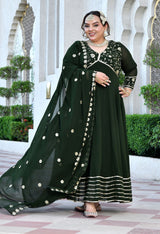 Noor Mahal Embroidered Georgette Anarkali Set With Dupatta