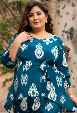 Plus Size Teal Enchanting Satin Co-ord Set