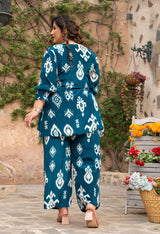 Plus Size Teal Enchanting Satin Co-ord Set