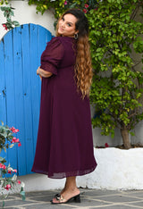Plus Size Purple Frill Georgette Maxi Dress