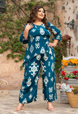 Plus Size Teal Enchanting Satin Co-ord Set