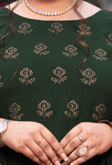 Plus Size Appealing Mehndi Anarkali Kurta with Dupatta