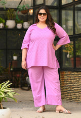 Plus Size Lavender Schiffli Co-ord Set