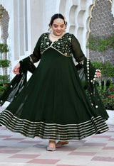 Noor Mahal Embroidered Georgette Anarkali Set With Dupatta
