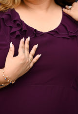 Plus Size Purple Frill Georgette Maxi Dress
