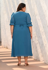 Plus Size Firozi Frill Georgette Maxi Dress