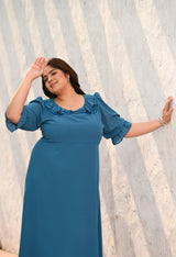 Plus Size Firozi Frill Georgette Maxi Dress