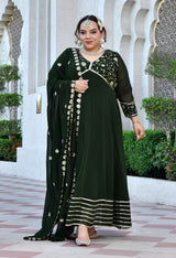 Noor Mahal Embroidered Georgette Anarkali Set With Dupatta