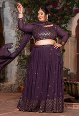 Plus Size Lavender Royale Timeless Georgette Embroidered Lehenga Set
