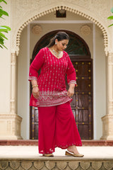 Plus Size Fiza Rani Pink Embroidered Co-ord Set
