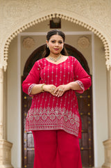 Plus Size Fiza Rani Pink Embroidered Co-ord Set