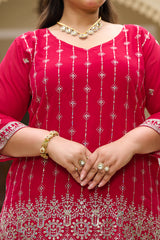 Plus Size Fiza Rani Pink Embroidered Co-ord Set