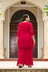 Plus Size Fiza Rani Pink Embroidered Co-ord Set