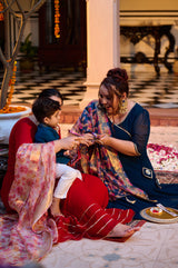 Plus Size Neelika Angrakha Kurta Set with Organza Dupatta