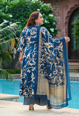Plus Size Indigo Breeze Printed Anarkali Set with Dupatta