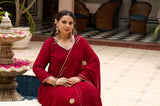 Plus Size Festive Maroon Georgette Anarkali Set with Hand Embellishments