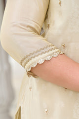 Exclusive Festive - Regal Ivory Embroidered Kurta Set with Contrast Dupatta