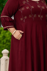 Plus Size Gulnaar Rust Anarkali Set with Sequin Work Dupatta