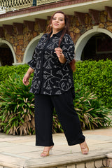 Plus Size Guldaasta Black Aari Embroidered Co-ord Set