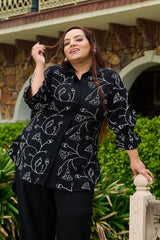 Plus Size Guldaasta Black Aari Embroidered Co-ord Set