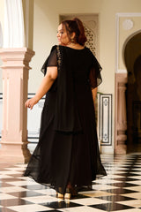 Plus Size Chandni Raatein Black Drape Saree Gown
