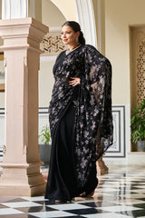 Exclusive - Black Sequin Embroidered Ready to Wear Drape Saree