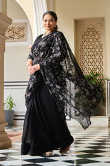 Exclusive - Black Sequin Embroidered Ready to Wear Drape Saree