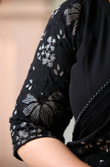 Exclusive - Black Sequin Embroidered Ready to Wear Drape Saree
