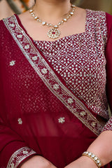 Plus Size Festive Stunner Maroon Majesty Embroidered Lehenga Choli with Dupatta Set