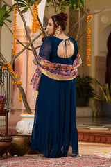 Plus Size Neelika Angrakha Kurta Set with Organza Dupatta