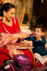 Plus Size Gulnaar Red Anarkali Kurta Set with Floral Organza Dupatta