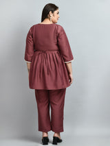 Plus Size Coppery Pastel Lace Co-ord Set