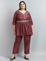 Plus Size Coppery Pastel Lace Co-ord Set