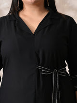 Midnight Black Muse Embroidered Rayon Dress