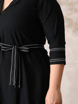 Midnight Black Muse Embroidered Rayon Dress
