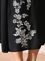 Midnight Black Muse Embroidered Rayon Dress