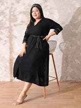 Midnight Black Muse Embroidered Rayon Dress