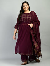 Plus Size Royal Wine Nyraa Kurta Set