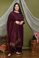 Plus Size Royal Wine Nyraa Kurta Set