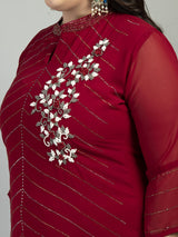 Plus Size Heavy Georgette Maroon Kurta Set