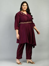 Plus Size Wine Belted Co-Ord Set