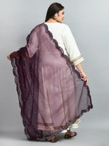 Plus Size Lavender Mirror Organza Dupatta