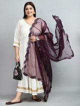 Plus Size Lavender Mirror Organza Dupatta
