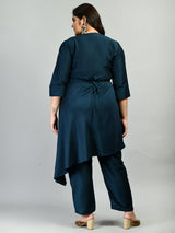 Plus Size Crystal Teal Blue Co-Ord Set with Belt