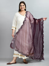 Plus Size Lavender Mirror Organza Dupatta