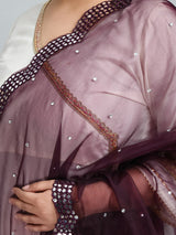Plus Size Lavender Mirror Organza Dupatta