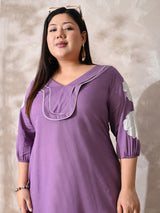 Lavender Meadow Cotton Embroidered Dress