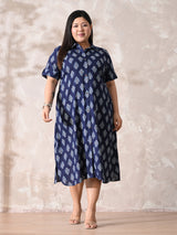 Indigo Muse Premium Cotton Shirt Dress with Timeless Print