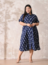 Indigo Muse Premium Cotton Shirt Dress with Timeless Print
